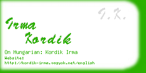 irma kordik business card